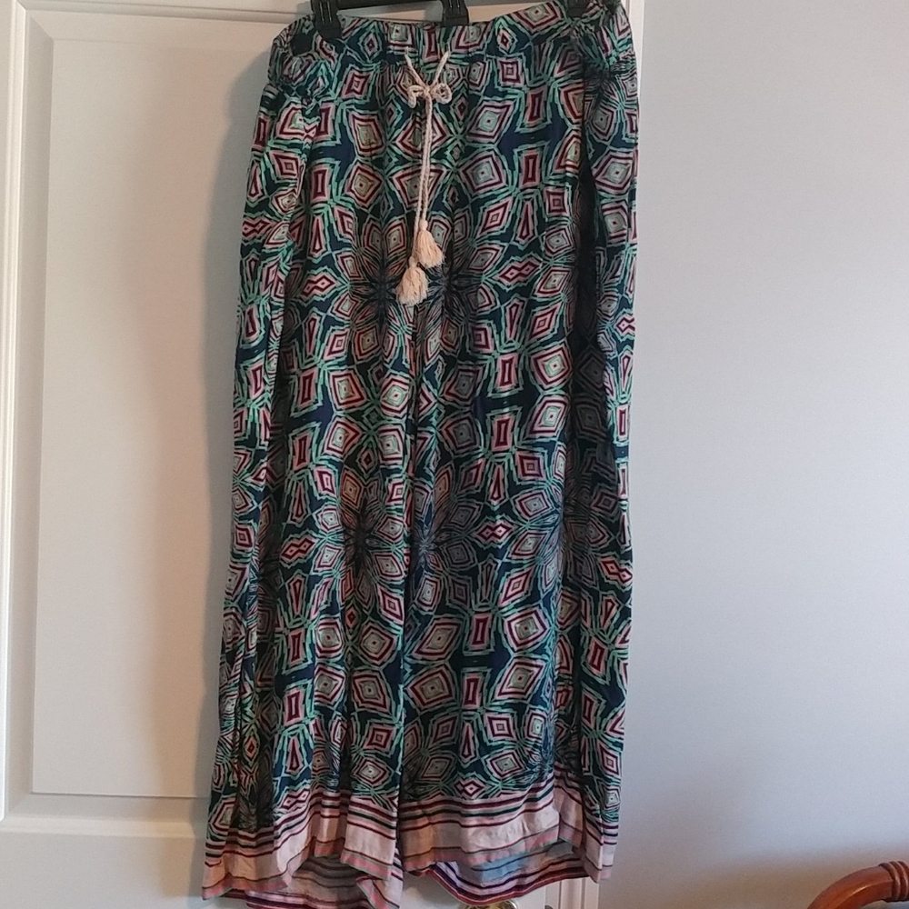 Flowy Palazzo Pants in Navy Print